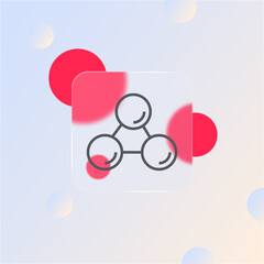 Molecule Icon. Chemistry, study, experiment, science. Glassmorphism style. Vector line icon for business