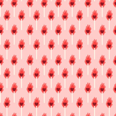 Burning heart doodle seamless pattern.