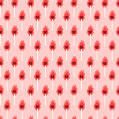 Burning heart doodle seamless pattern.