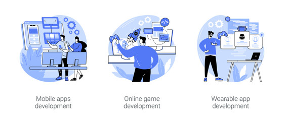 Application development isolated cartoon vector illustrations se