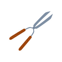 Hedge trimmers loppers isolated gardening scissors with handle color icon. Vector garden pruners with long handles used in pruning twigs