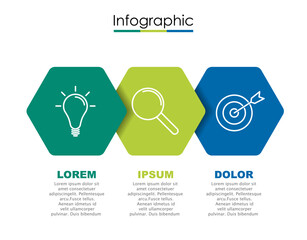 Vector infographic template with three steps or options. Illustration presentation with line elements icons.  Business concept design can be used for web, brochure, diagram, chart or banner layout.