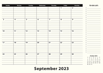 September 2023 Monthly Business Desk Pad Calendar.
