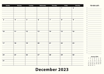 December 2023 Monthly Business Desk Pad Calendar.