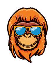 Orangutan Face Wearing Sunglasses