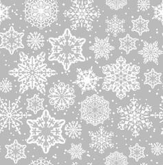 Christmas pattern of snowflakes. Vector seamless pattern of snowflakes.