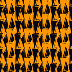 Paint brush triangles ornament. Seamless pattern. Hand drawn geometrical backdrop. Triangular shapes wallpaper. Geometric background. Ethnic motif. Tribal digital paper. Textile print