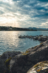 Sunrise over Lake Geneva taken from Lausanne, Switzerland during sunrise