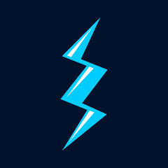 Thunderbolt lightning, thunderstorm electric power icon. Vector flash in sky, magic hit at night sky. Rainstorm flare, thunder or charge sign