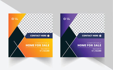 Real Estate Home Sale Banner With Abstract Background