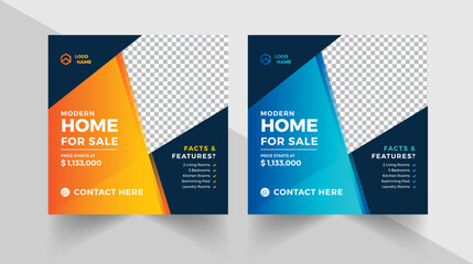 Real Estate Home Sale Banner With Abstract Background