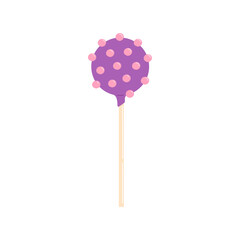 Sweet candy on stick, cake pop chocolate confectionery dessert. Vector bonbon, food dessert. Tasty confectionery, holiday confection, round lolly