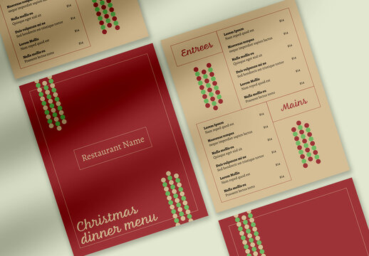 Beige And Red Christmas Menu