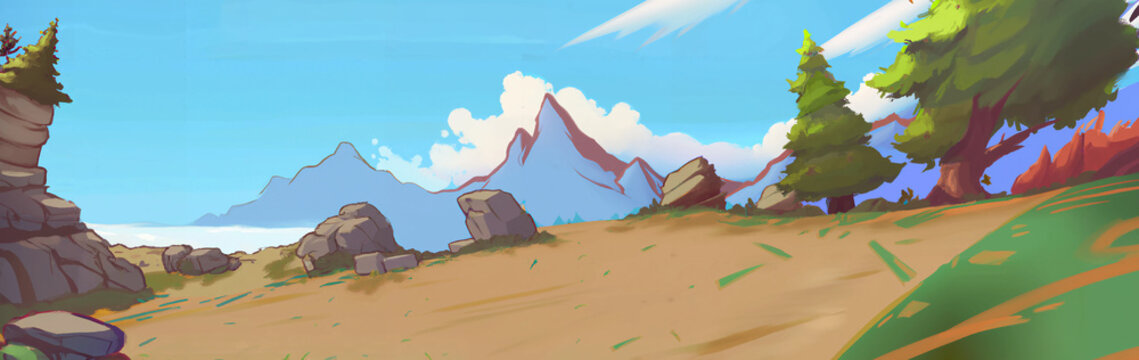 Anime Style Mountain Background