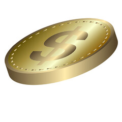 Gold Coins with Dollar Sign Illustration