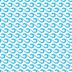 Sea and ocean surf wave seamless pattern with blue water curves. Vector background with wavy lines texture of summer beach surf, sea storm waves and river stream ripples, marine nature ornament