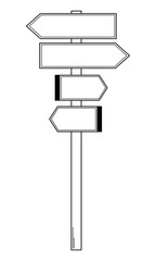 Wayfinding. Signpost. Road sign showing different directions. Outline. Vector.