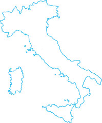 vector illustration of blue colored outline map of Italy