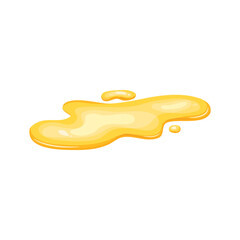Yellow puddle oil, liquid gold, honey spill. Juice drop isolated in cartoon. Vector illustration