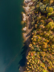Autumn aerial landscapes with fog