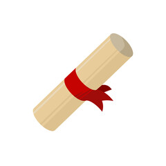 education, diploma scroll- vector icon	