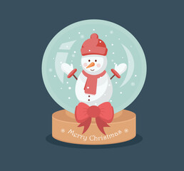 Merry Christmas glass ball with snowman