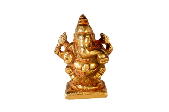goddess ganpati metal statue isolated on white background