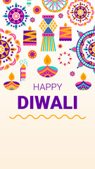 Fototapeta na wymiar Happy Diwali Flyer. Vector Illustration of Indian Holiday Celebration.
