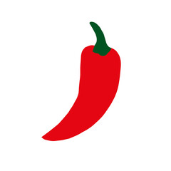 Red pepper icon isolated on white background. Red chili pepper. Spicy. Vegetable close-up. Vegan. Vegetarian food
