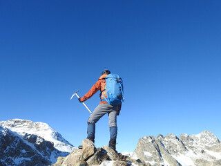 alpinism in the snowy mountains