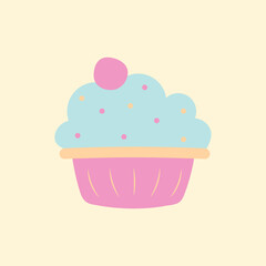 Cupcake with berry. Delicious dessert vector illustration design.
