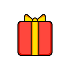 Red gift box with yellow ribbon PNG