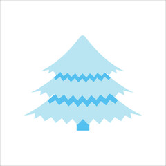 Vector illustration of new year tree. New Year Tree isolated on white background. Merry Christmas and happy New Year. Sticker in flat style.	