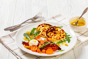baby carrot salad and grilled halloumi cheese