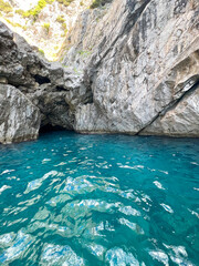 Chop waves at the Green grotto off Capri in Mediterranean