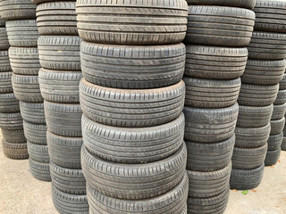 Used tires, stored in piles