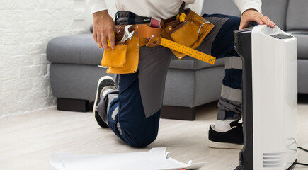 Air purifier service. Maintenance the air filter. Replace and clean the air filter. The filter have a lot of dust.