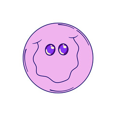 Groovy retro trippy smile isolated. Retro groovy smile. Acid neon hippy vector crazy round. Trippy psychedelic design.