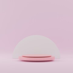 3d rendered cylinder Podium on the floor geometric shapes Platforms for product presentation, mock up Abstract pastel background color.