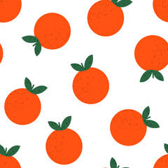 Seamless pattern with oranges. Vector background with fruits. Cute illustration