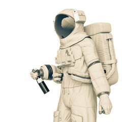 astronaut holding a bottle