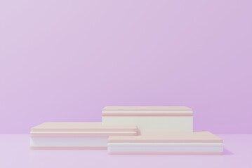 3d rendered cylinder Podium on the floor geometric shapes Platforms for product presentation, mock up Abstract pastel background color.
