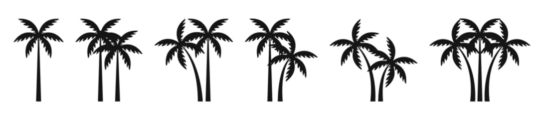 Poster Palm tree icon set. Palms silhouettes. Palm icons. Vector flat. palm icons. EPS 10 © Vlad Ra27
