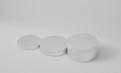 3d rendered cylinder Podium on the floor geometric shapes Platforms for product presentation, mock up Abstract pastel background color.