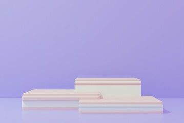 3d rendered cylinder Podium on the floor geometric shapes Platforms for product presentation, mock up Abstract pastel background color.