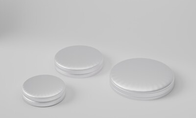 3d rendered cylinder Podium on the floor geometric shapes Platforms for product presentation, mock up Abstract pastel background color.