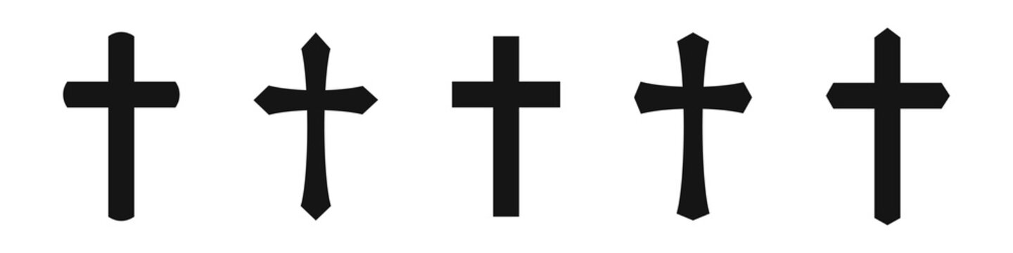 Cross vector icon. Christian cross vector icon. Crucifix symbols. Cross symbol.  EPS 10