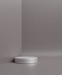 3d rendered cylinder Podium on the floor geometric shapes Platforms for product presentation, mock up Abstract pastel background color.