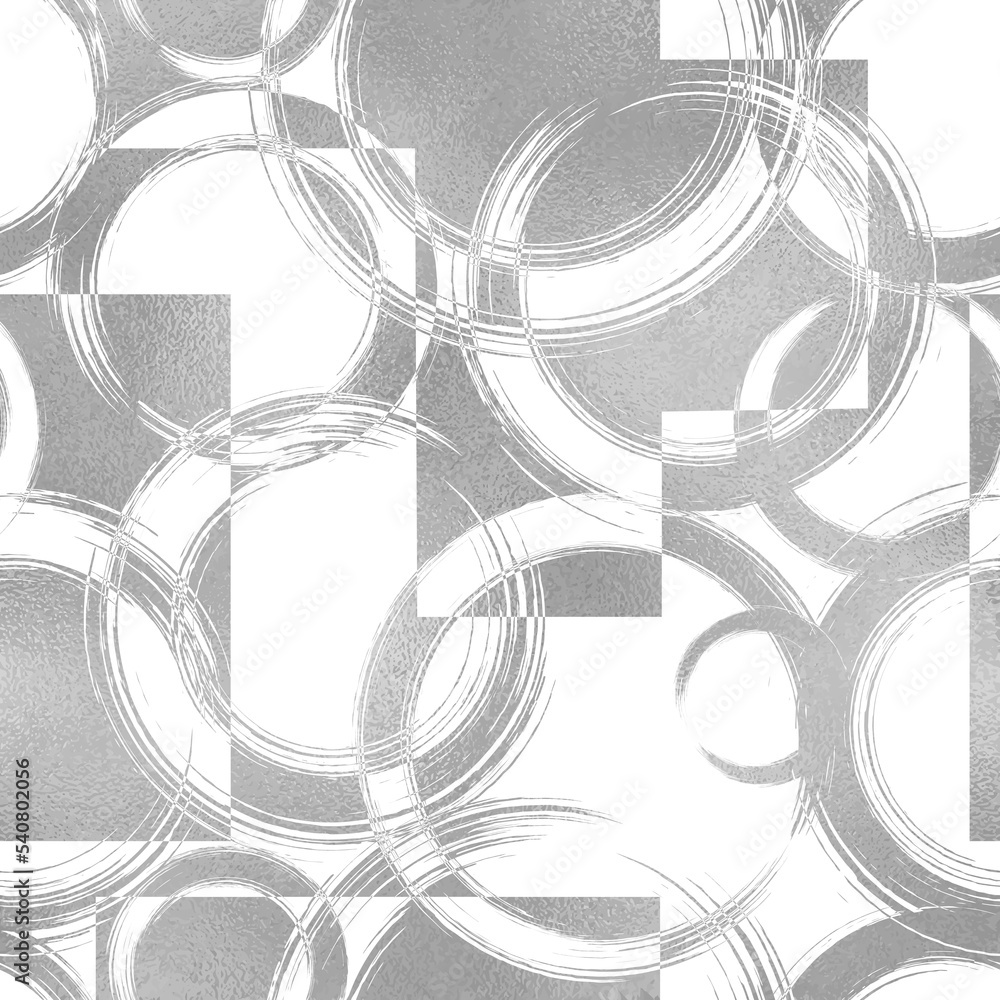 Poster abstract geometric seamless pattern. repeat geometry texture silver effect. repeated circle backdrop
