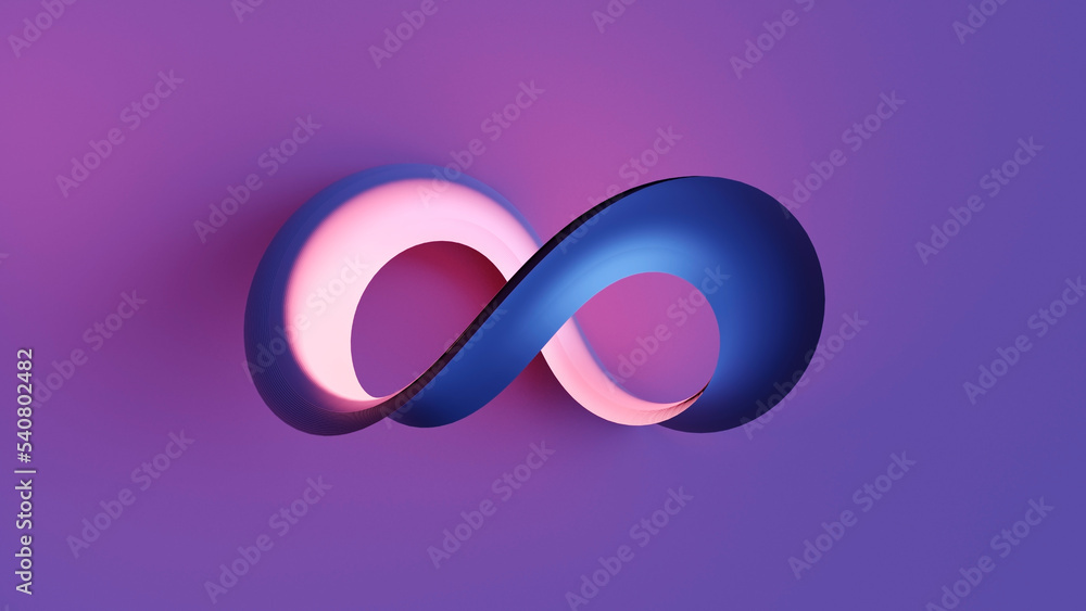 Aufkleber Metaverse technology. Virtual reality infinite symbol community connection of metaverse world global network technology system and abstract loop sign element on innovation digital communication. 